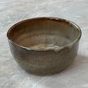 Studio Stoneware Pottery Bowl 5" Earth Tone Colors Glossy Finish Artist Signed